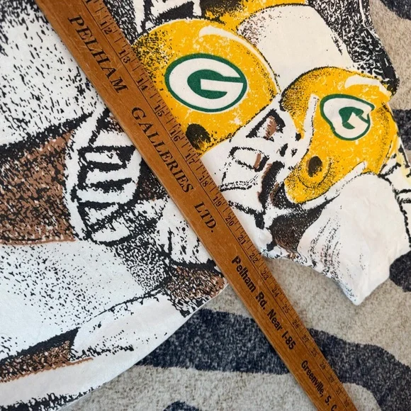 Rare 90s Vintage Bears Packers AOP T Shirt Single Stitch Chicago Green Bay XL